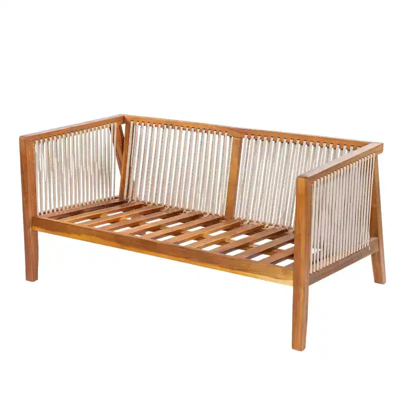 Christopher Knight Home Saelin Ensemble de conversation moderne 2 pièces en bois d'acacia pour extérieur avec table basse et canapé à accoudoirs en corde