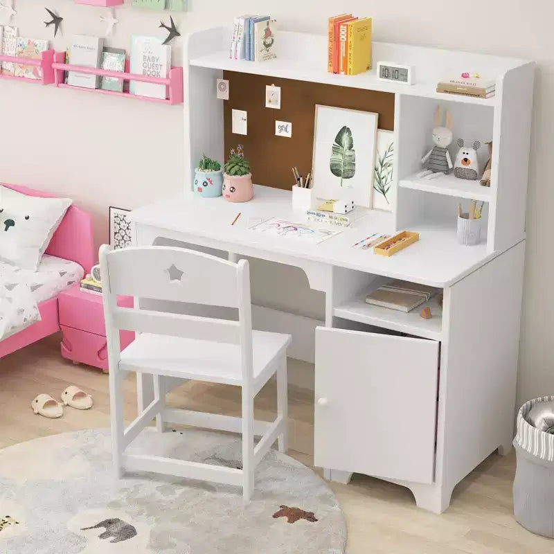 Bureau et chaise d'étude pour enfants avec rangementEnsemble table d'apprentissage ergonomique pour enfants avec étagère et organisateur - Construction en bois d'ingénierie