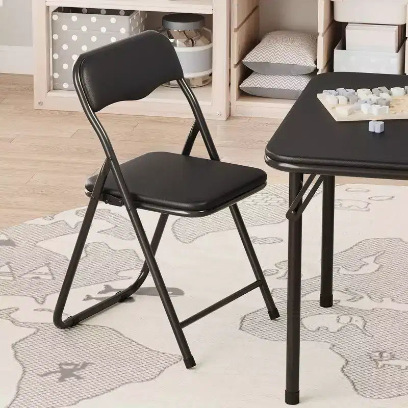 Ensemble table et chaises pliantes 3 pièces pour garçons et filles, table et chaise portables avec coussin souple en PU, idéal pour manger, lire et jouer