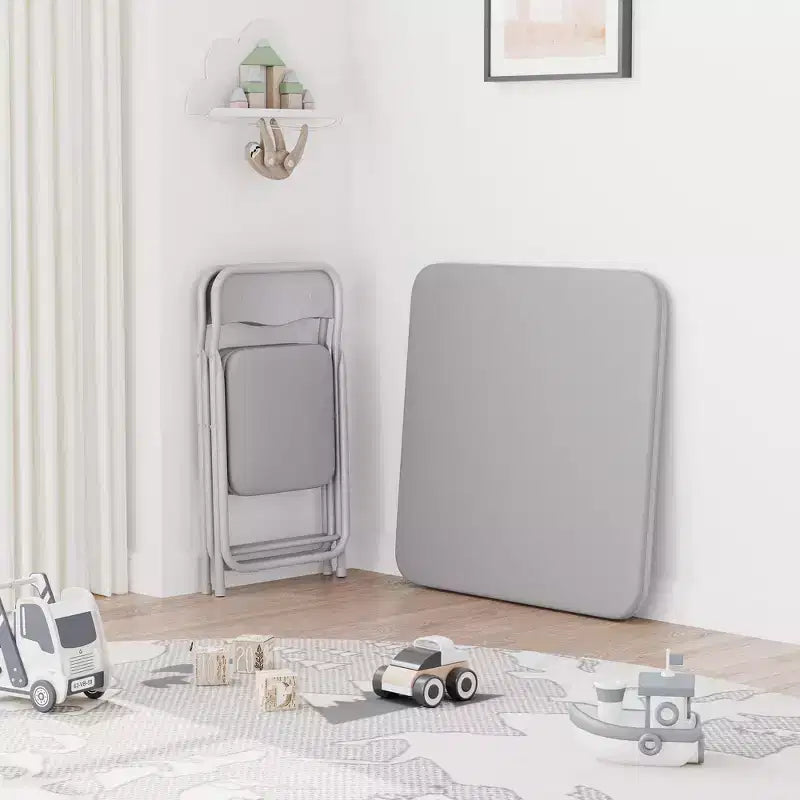 Ensemble table et chaises pliantes 3 pièces pour garçons et filles, table et chaise portables avec coussin souple en PU, idéal pour manger, lire et jouer
