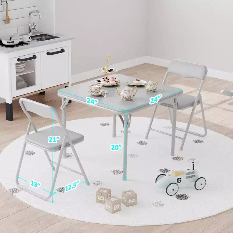 Ensemble table et chaises pliantes 3 pièces pour garçons et filles, table et chaise portables avec coussin souple en PU, idéal pour manger, lire et jouer