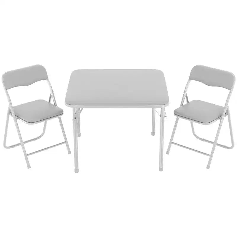 Ensemble table et chaises pliantes 3 pièces pour garçons et filles, table et chaise portables avec coussin souple en PU, idéal pour manger, lire et jouer