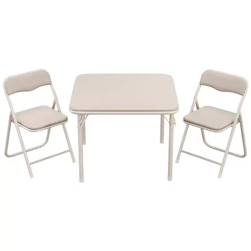 Ensemble table et chaises pliantes 3 pièces pour garçons et filles, table et chaise portables avec coussin souple en PU, idéal pour manger, lire et jouer
