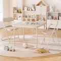 Boys and Girls Folding Table and Chairs Set of 3, Portable Table and Chair with Pu Soft Cushion,Suitable for Eating,Reading and Playing