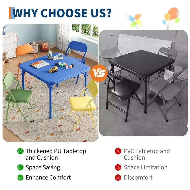 Ensemble table et chaises pliantes, ensemble table et chaises d'activités pour garçons et filles pour salle à manger, garderie, salles de classe