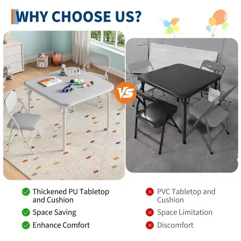 Ensemble table et chaises pliantes, ensemble table et chaises d'activités pour garçons et filles pour salle à manger, garderie, salles de classe