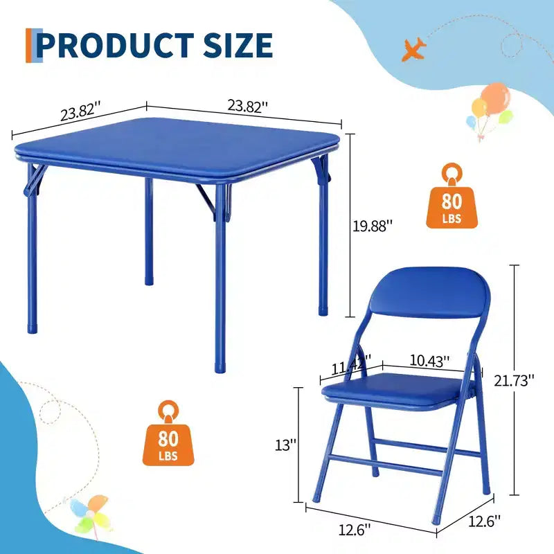 Ensemble table et chaises pliantes, ensemble table et chaises d'activités pour garçons et filles pour salle à manger, garderie, salles de classe