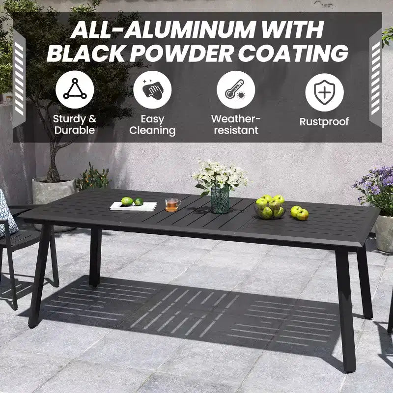 Ensembles de salle à manger d'extérieur en aluminium Crestlive Products – Table de salle à manger de patio avec chaises classiques à accoudoirs ronds pour 6 à 10 personnes