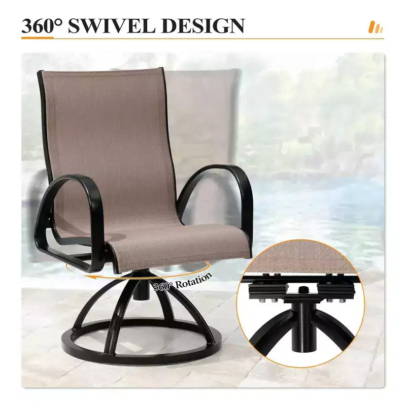 Ensembles de salle à manger d'extérieur en aluminium Crestlive Products – Table de salle à manger de patio avec chaises classiques à accoudoirs ronds pour 6 à 10 personnes