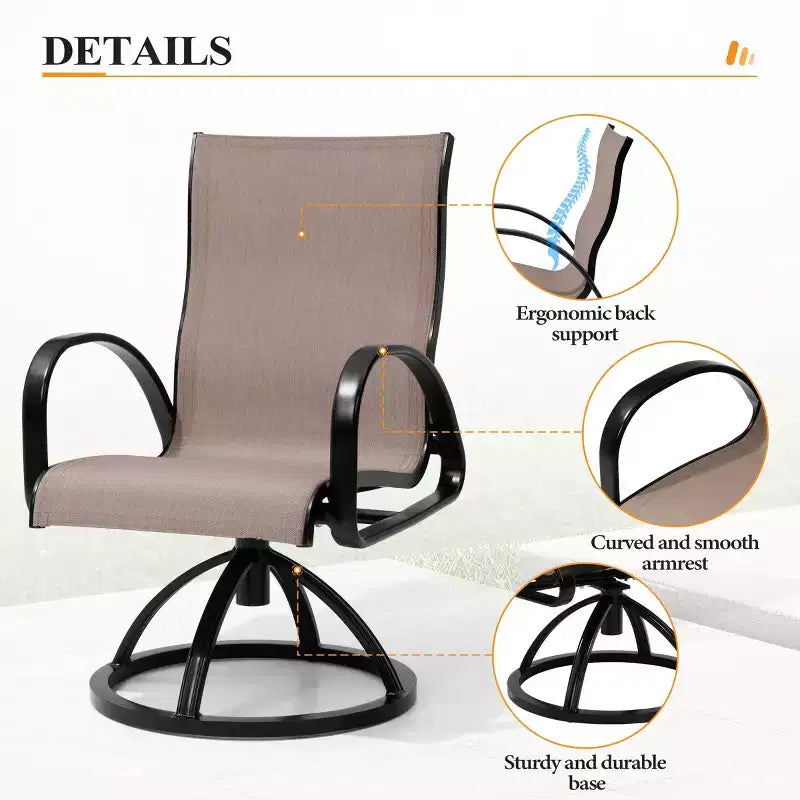 Ensembles de salle à manger d'extérieur en aluminium Crestlive Products – Table de salle à manger de patio avec chaises classiques à accoudoirs ronds pour 6 à 10 personnes