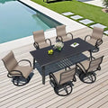 Crestlive Products Aluminum Outdoor Dining sets Patio Dining Table with Classic Round Armchairs for 6-10 People Outside