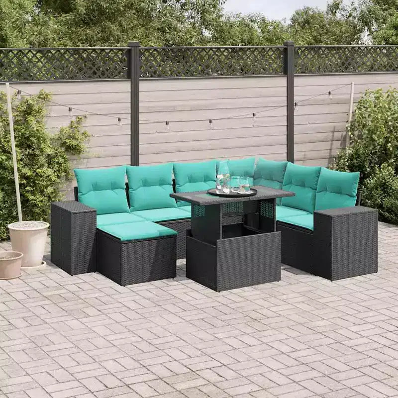 vidaXL Salon de jardin avec coussins, table et canapés 8 pièces en résine tressée