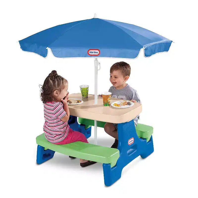 HomeStock Kids Activity Table with Umbrella, Easy-Store Design for Toddlers Indoor Outdoor Play