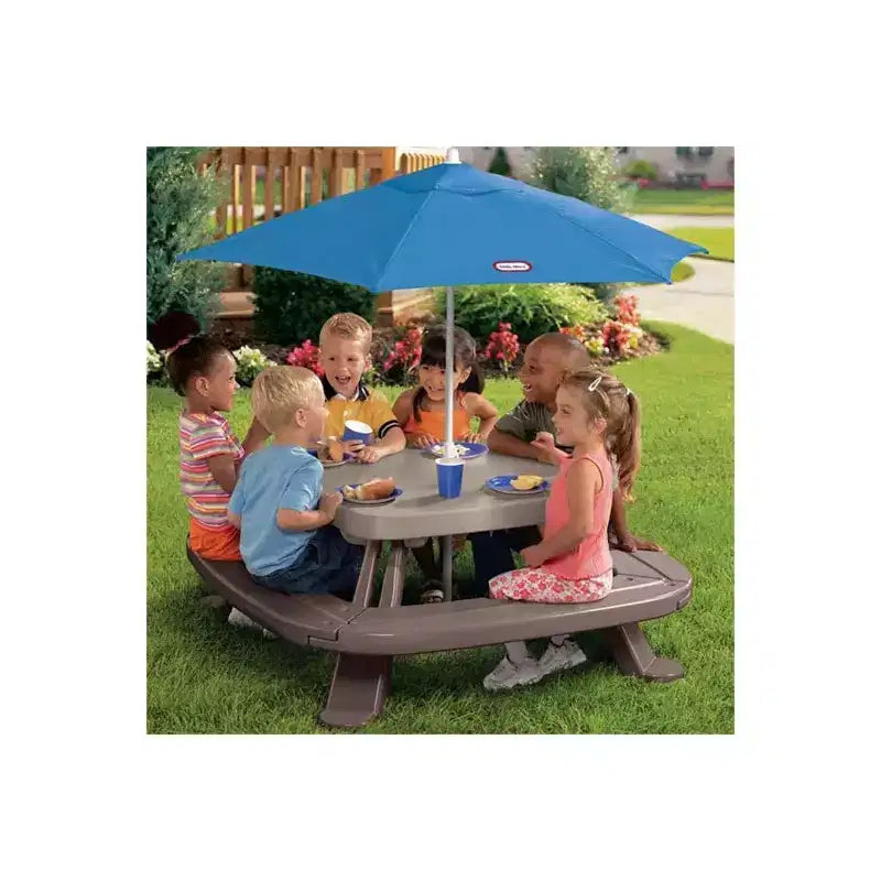 HomeStock Table de pique-nique pliable pour enfants avec 6 places assises, table de jeu et de repas portable pour l'extérieur