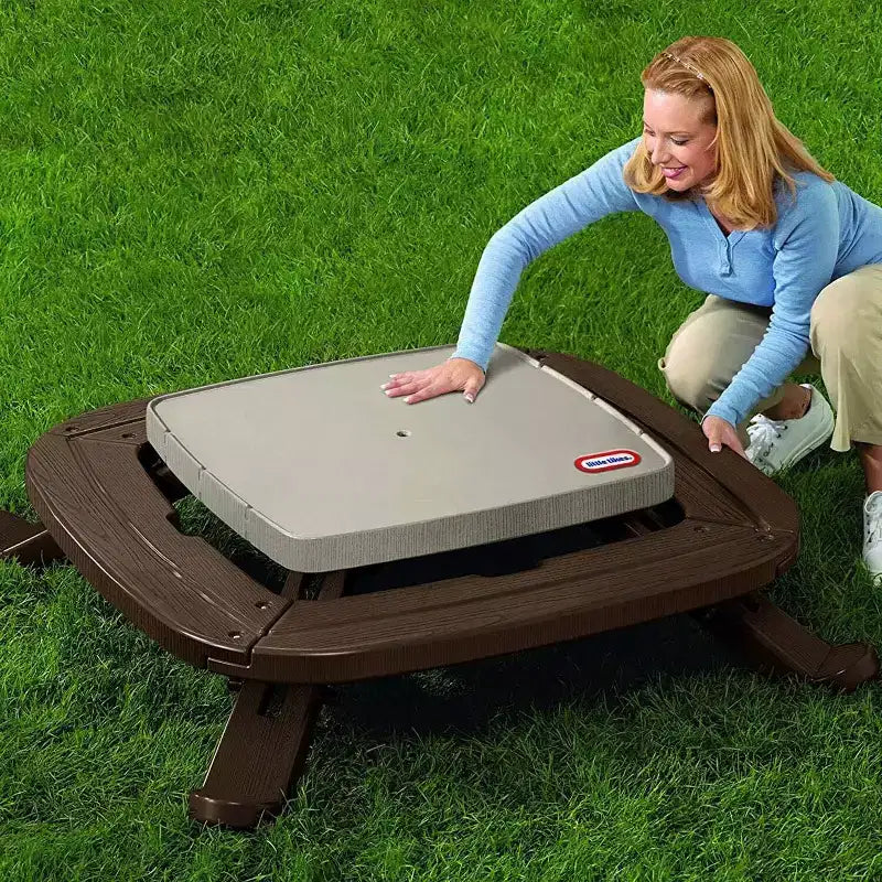 HomeStock Table de pique-nique pliable pour enfants avec 6 places assises, table de jeu et de repas portable pour l'extérieur