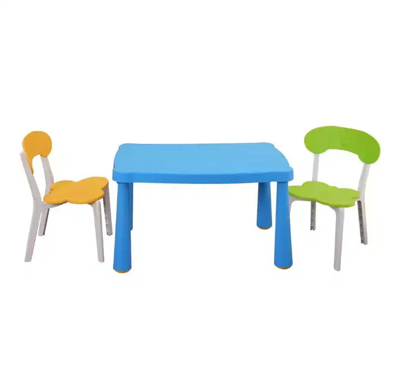 3-Piece Plastic Kids Table and Chair Set - Multicolor, Ideal for Reading, Drawing, Preschool & Playroom