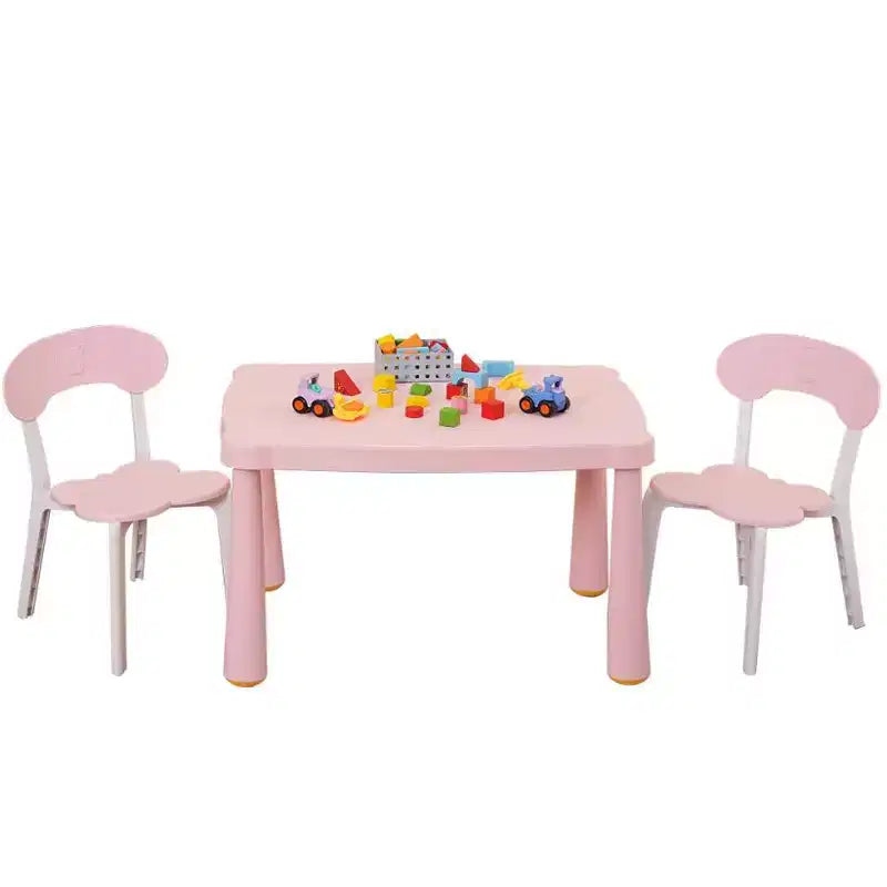 3-Piece Plastic Kids Table and Chair Set (Pink & White) - Perfect for Reading, Preschool, Drawing & Playroom