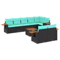 vidaXL 9 Piece Patio Sofa Set with Cushions Black Poly Rattan