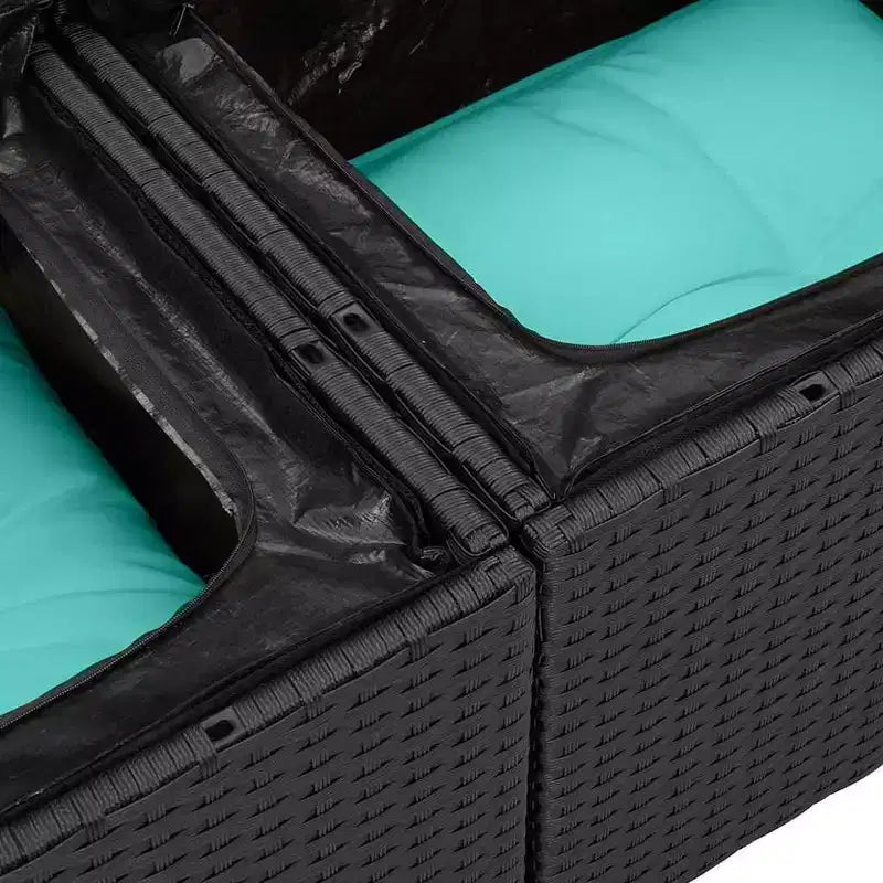 vidaXL Salon de jardin avec coussins 7 pcs Résine tressée Noir - Noir sans table Bleu