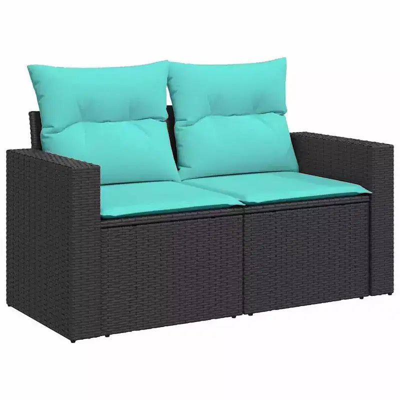 vidaXL Salon de jardin 7 pcs avec coussins résine tressée noir