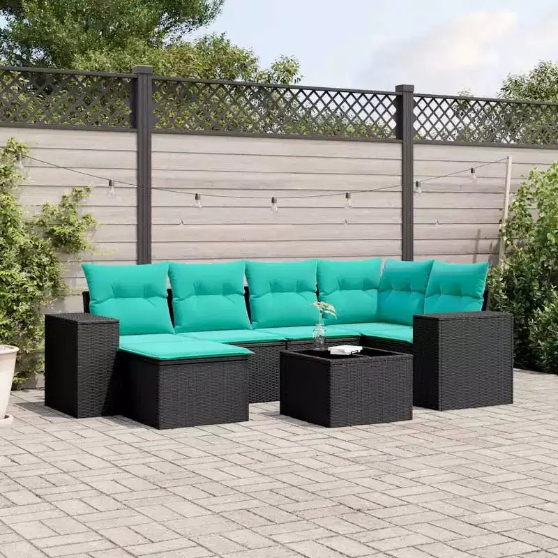 vidaXL Salon de jardin noir et bleu