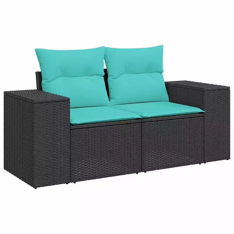 vidaXL Salon de jardin noir et bleu