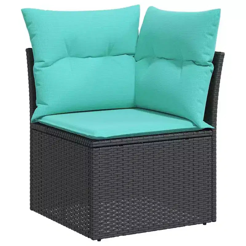 vidaXL Salon de jardin noir et bleu