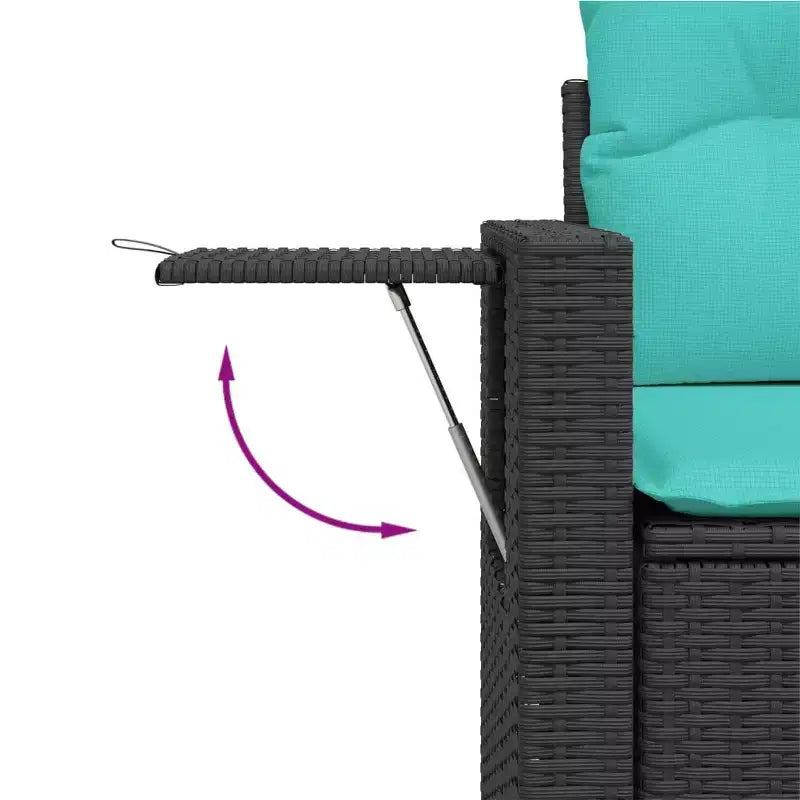 vidaXL Salon de jardin canapé noir, coussins bleus
