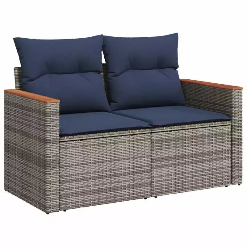 vidaXL Salon de jardin noir - gris et bleu