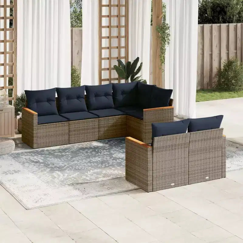 vidaXL Salon de jardin noir - gris et bleu