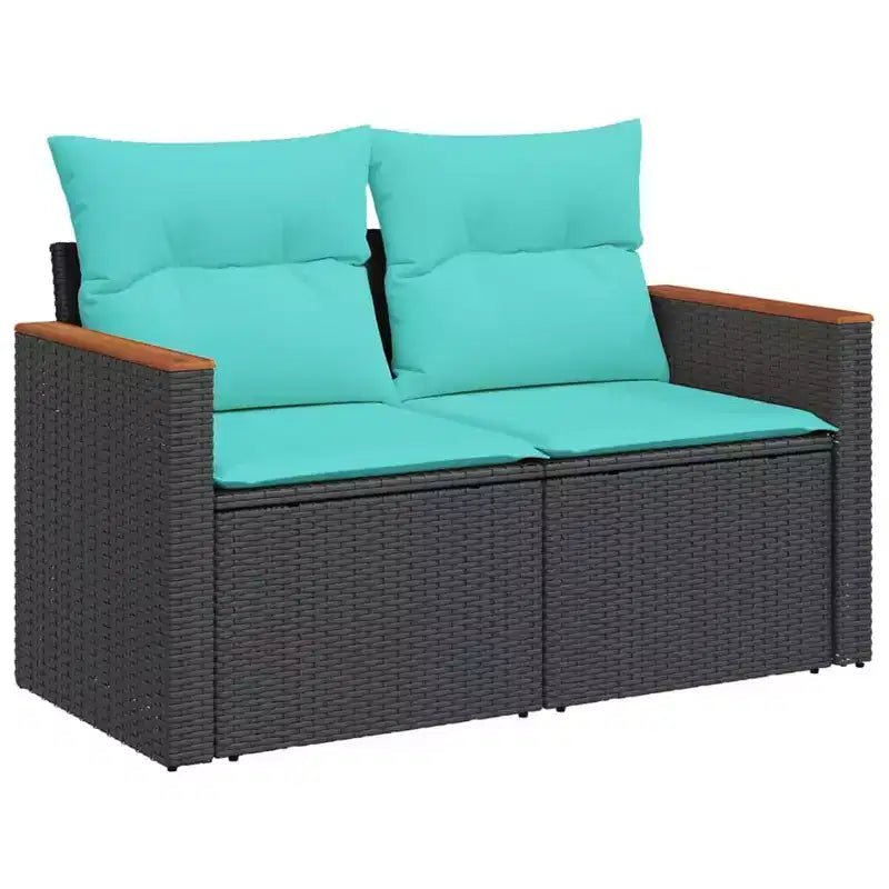 vidaXL Salon de jardin noir - gris et bleu