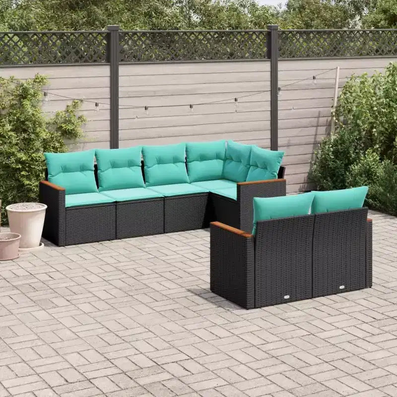 vidaXL Salon de jardin noir - gris et bleu
