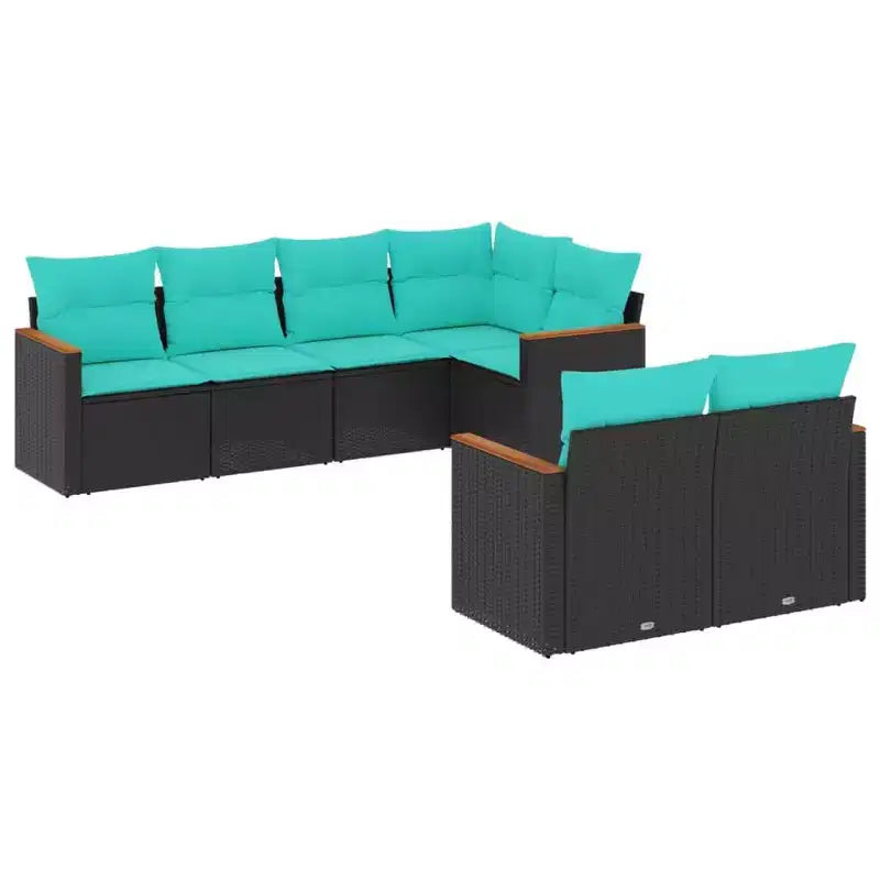 vidaXL Patio Sofa Set Black - Gray and Blue