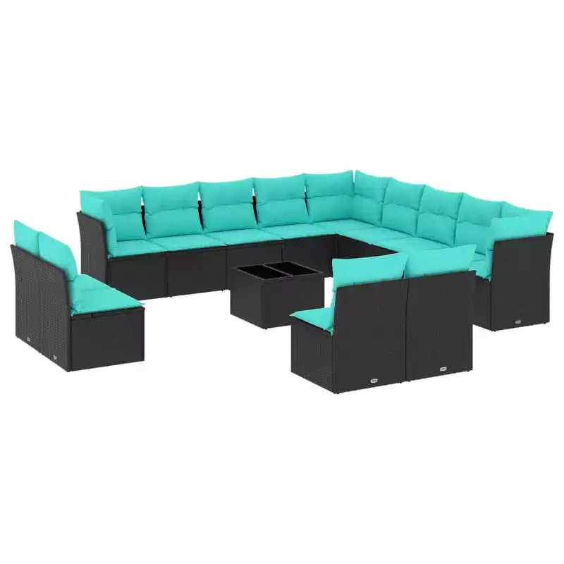 vidaXL Garden Sofa Set with Cushions Poly Rattan