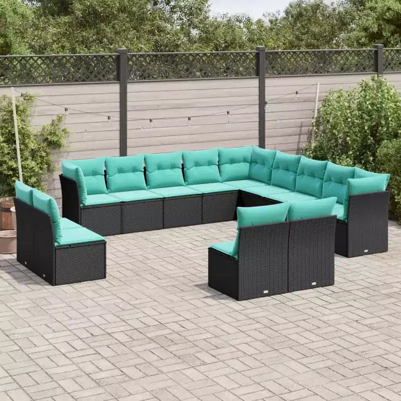 vidaXL Salon de jardin avec coussins en résine tressée