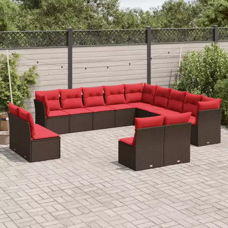 vidaXL Salon de jardin avec coussins en résine tressée