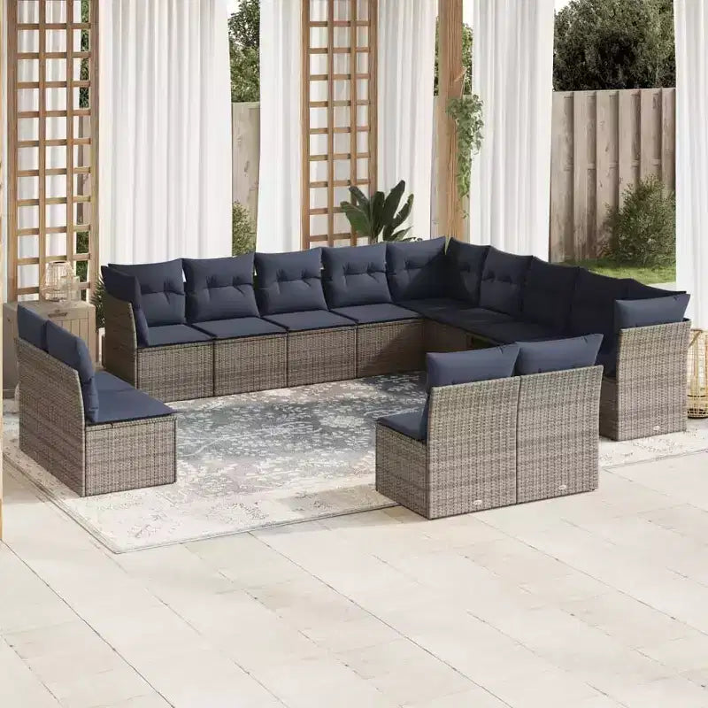 vidaXL Salon de jardin avec coussins en résine tressée