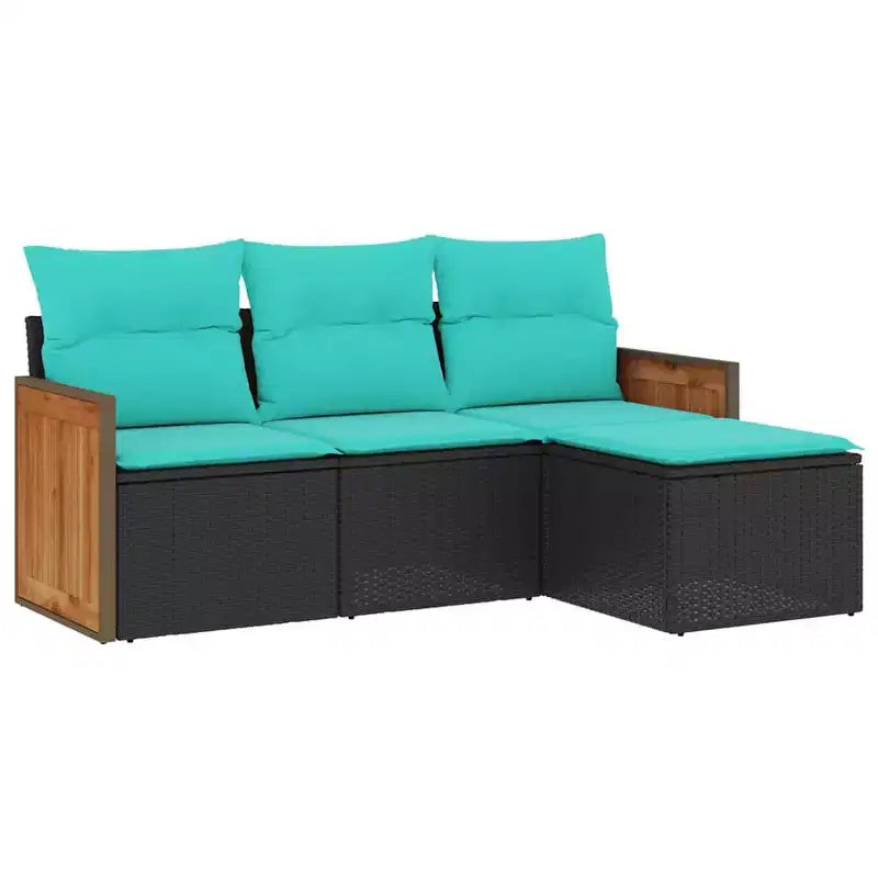 vidaXL Patio Sofa Set Black PE rattan Medium Adjustable Feet