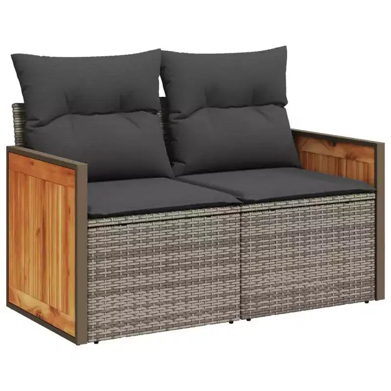 vidaXL Salon de jardin noir en rotin synthétique avec pieds réglables