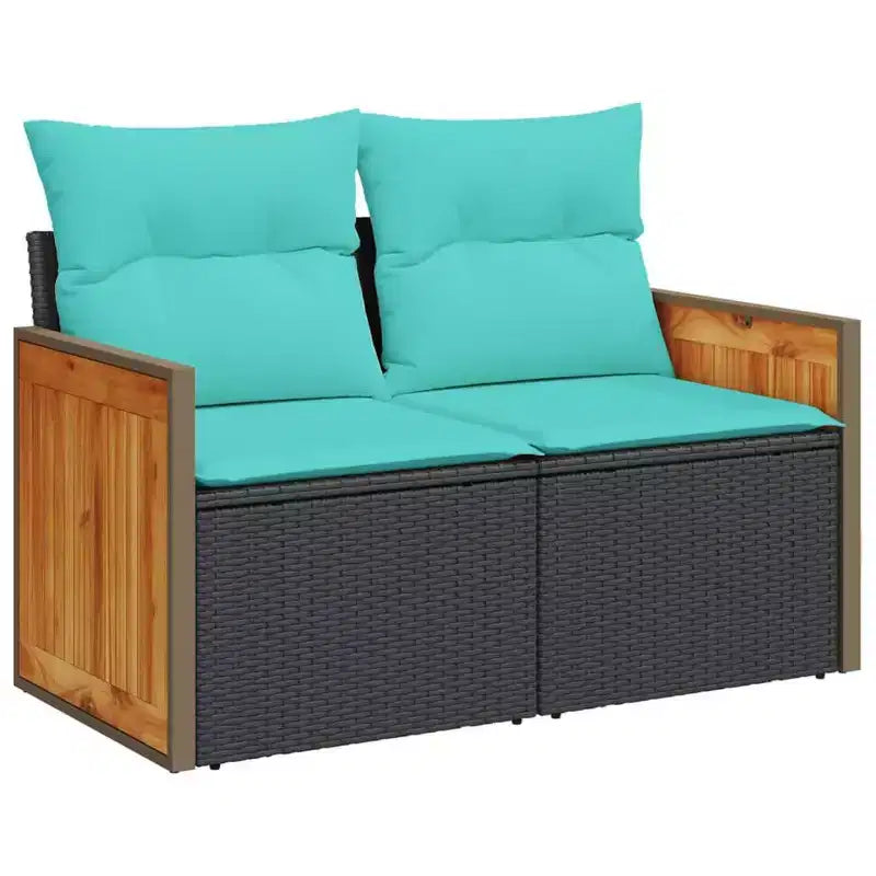 vidaXL Salon de jardin noir en rotin synthétique avec pieds réglables