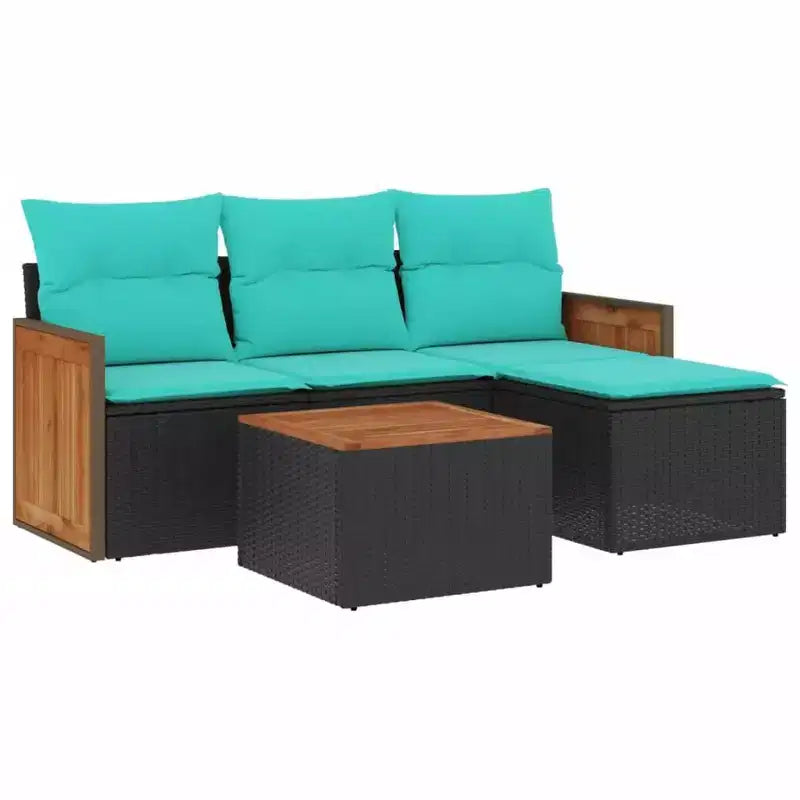 vidaXL Salon de jardin noir en rotin synthétique avec pieds réglables
