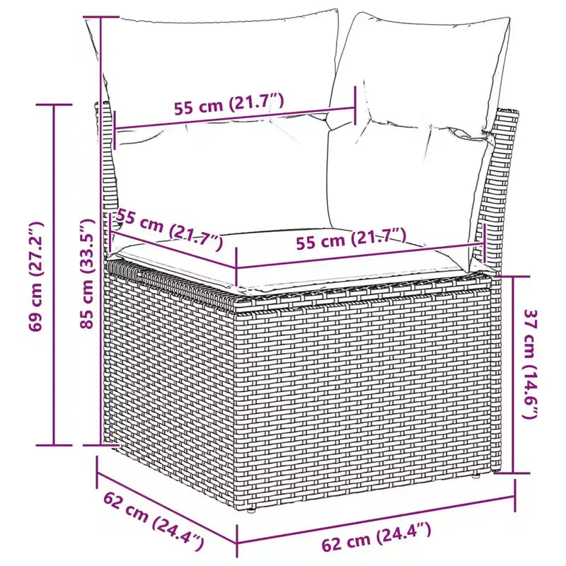 vidaXL Salon de jardin 7 pcs en résine tressée marron - Marron