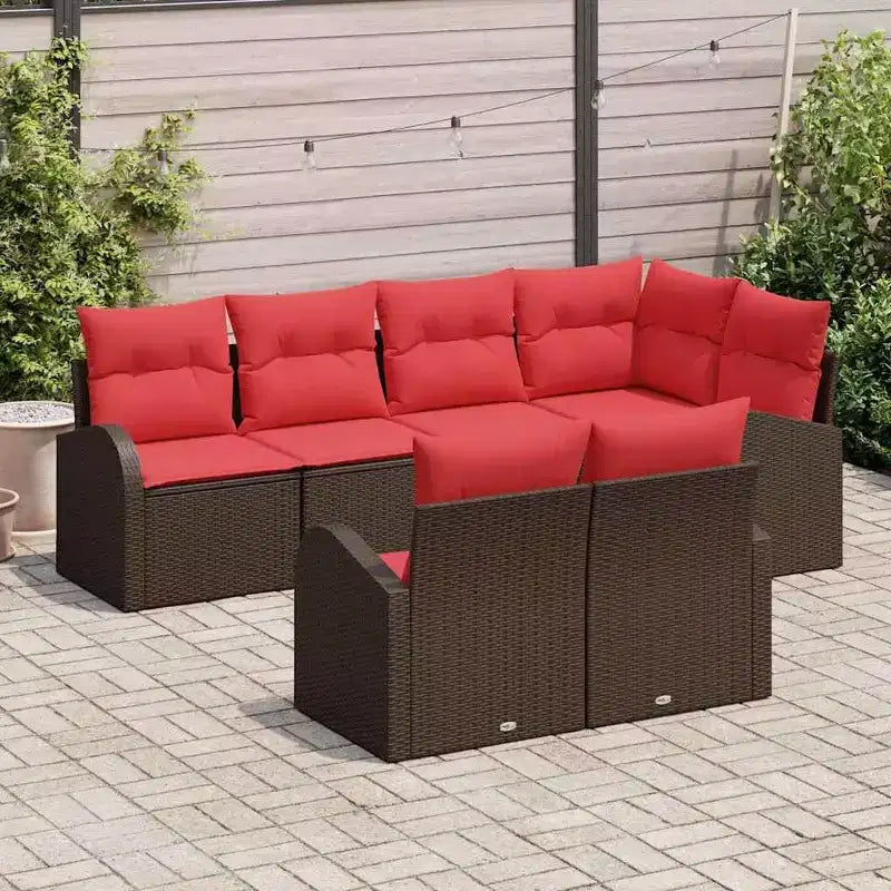 vidaXL Salon de jardin 7 pcs en résine tressée marron - Marron