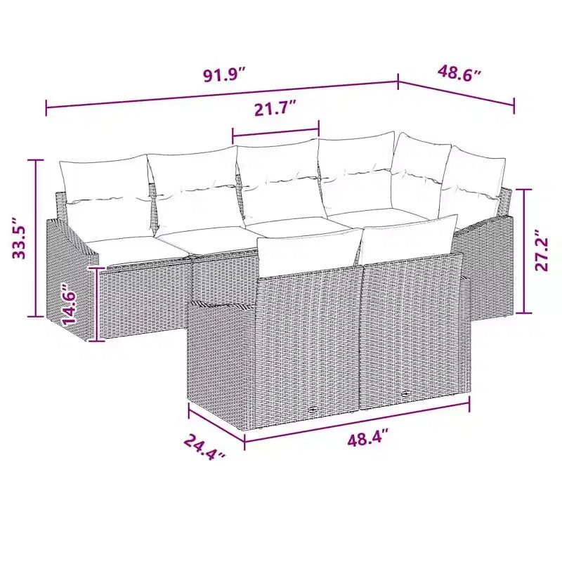 vidaXL Salon de jardin 7 pcs en résine tressée marron - Marron