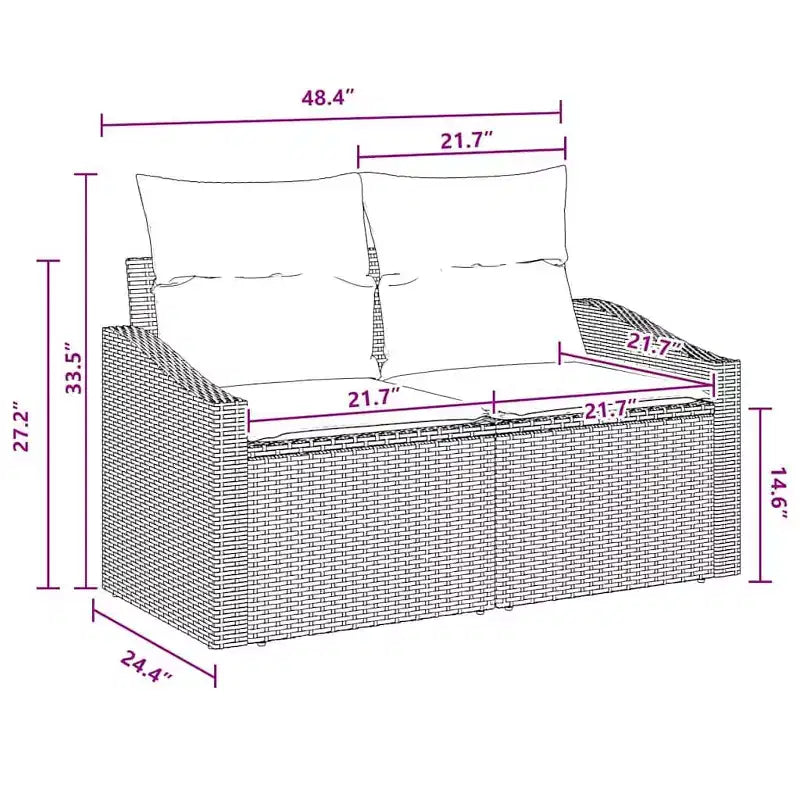 vidaXL Salon de jardin 7 pcs en résine tressée marron - Marron