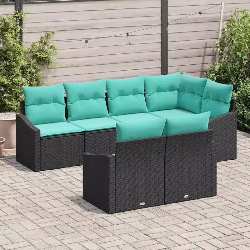 vidaXL Salon de jardin 7 pcs en résine tressée marron - Marron