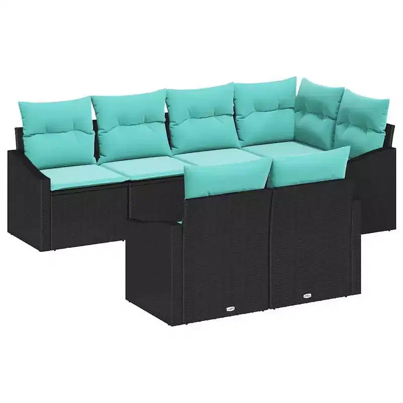 vidaXL Salon de jardin 7 pcs en résine tressée marron - Marron