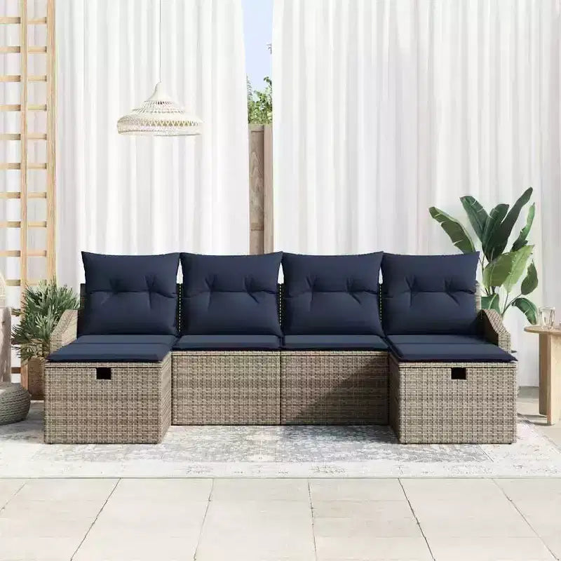 vidaXL Salon de jardin avec coussins 6 pcs Résine tressée marron - Rouge marron
