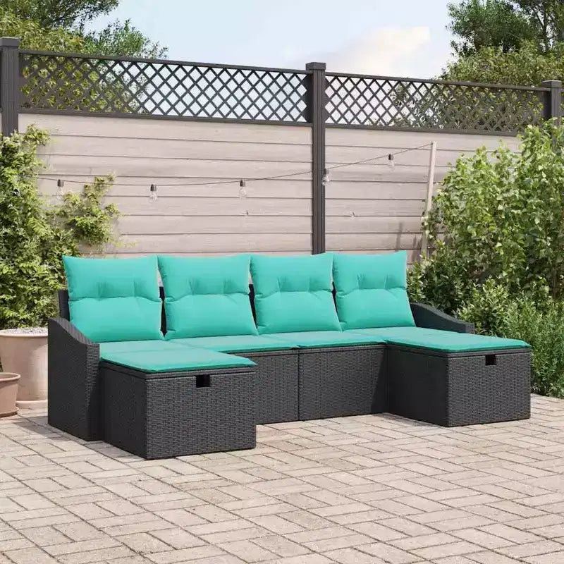 vidaXL Salon de jardin avec coussins 6 pcs Résine tressée marron - Rouge marron