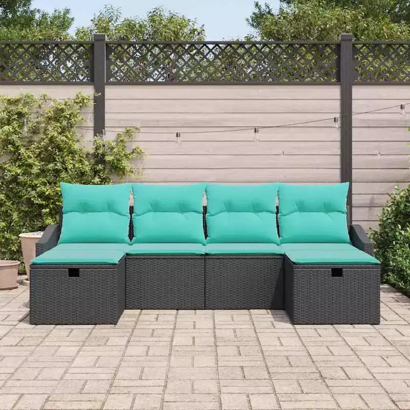 vidaXL Salon de jardin avec coussins 6 pcs Résine tressée marron - Rouge marron